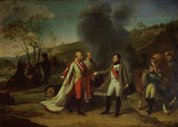 Setkání Napoleona I. (1769-1821) a Františka II. (1768-1835) po bitvě u Slavkova, 4. prosince 1805